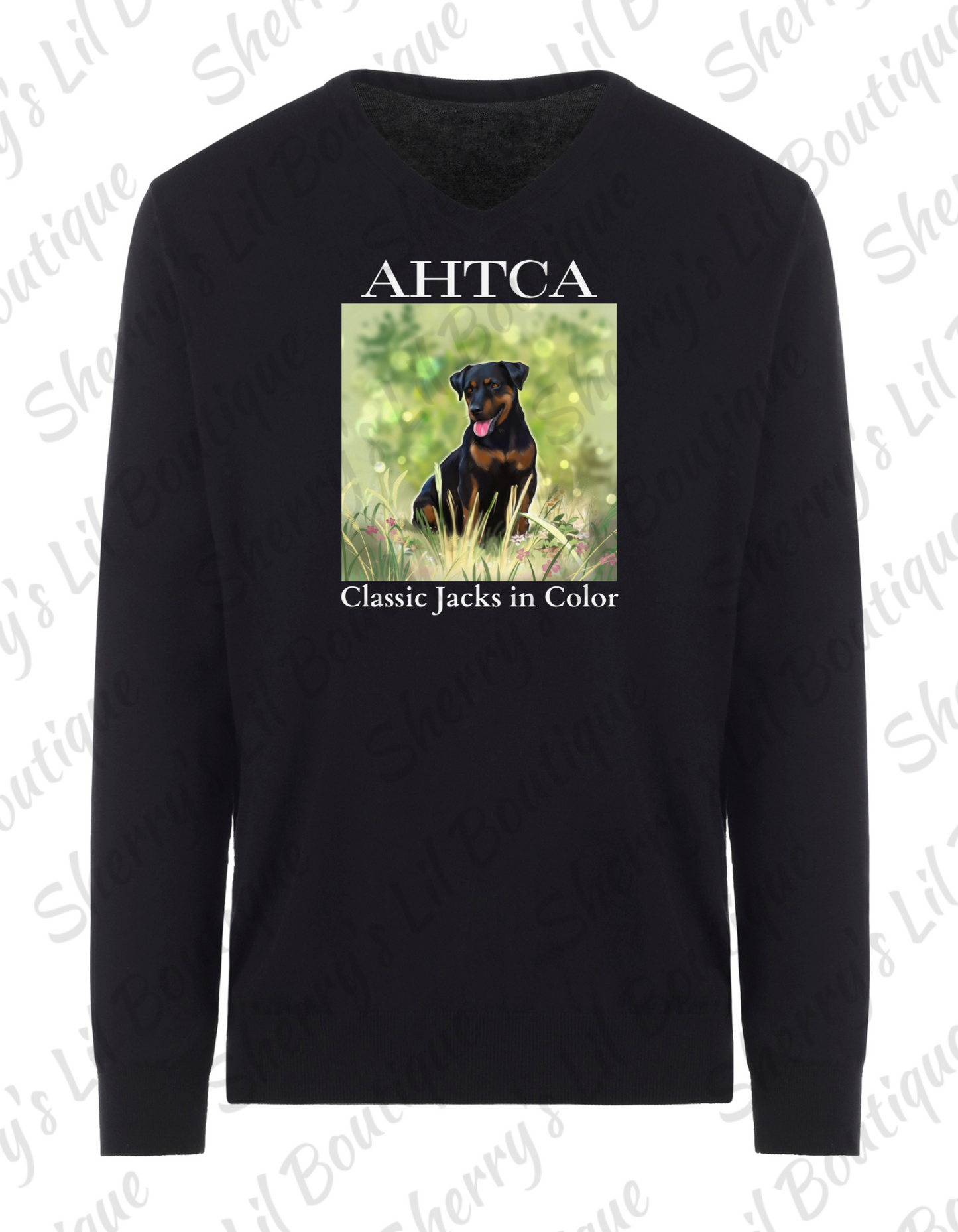 Black long sleeve tee with AHTCA graphic design