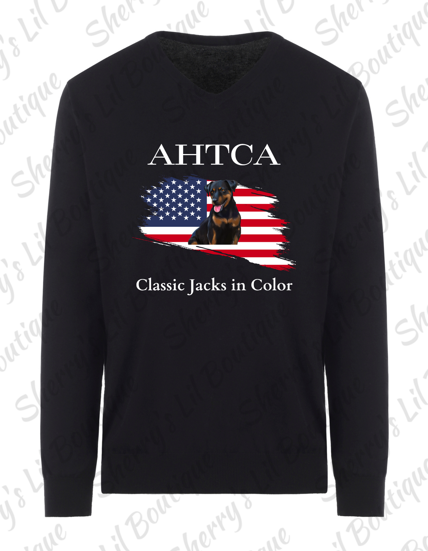 Black long sleeve tee with AHTCA graphic design