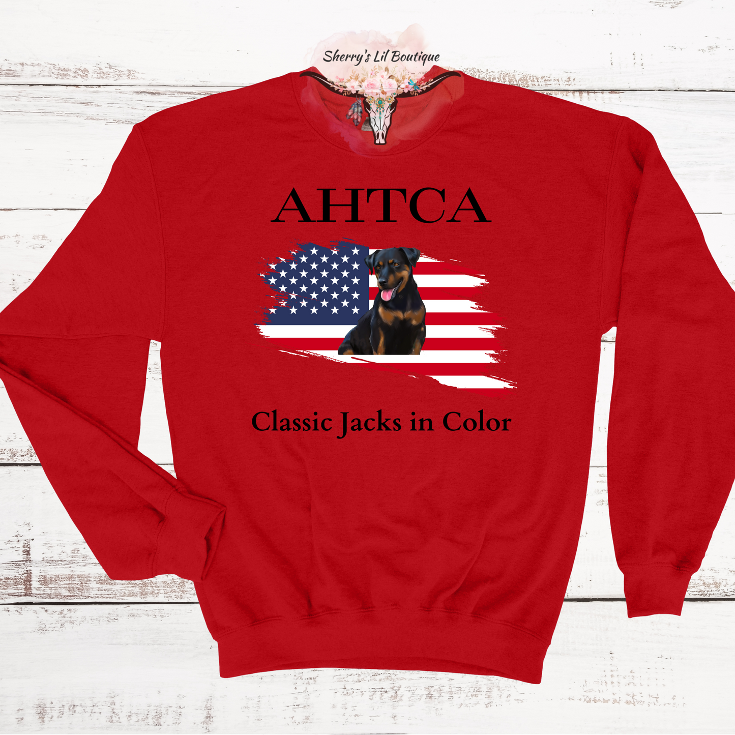 Red Sweatshirt with AHTCA graphic design