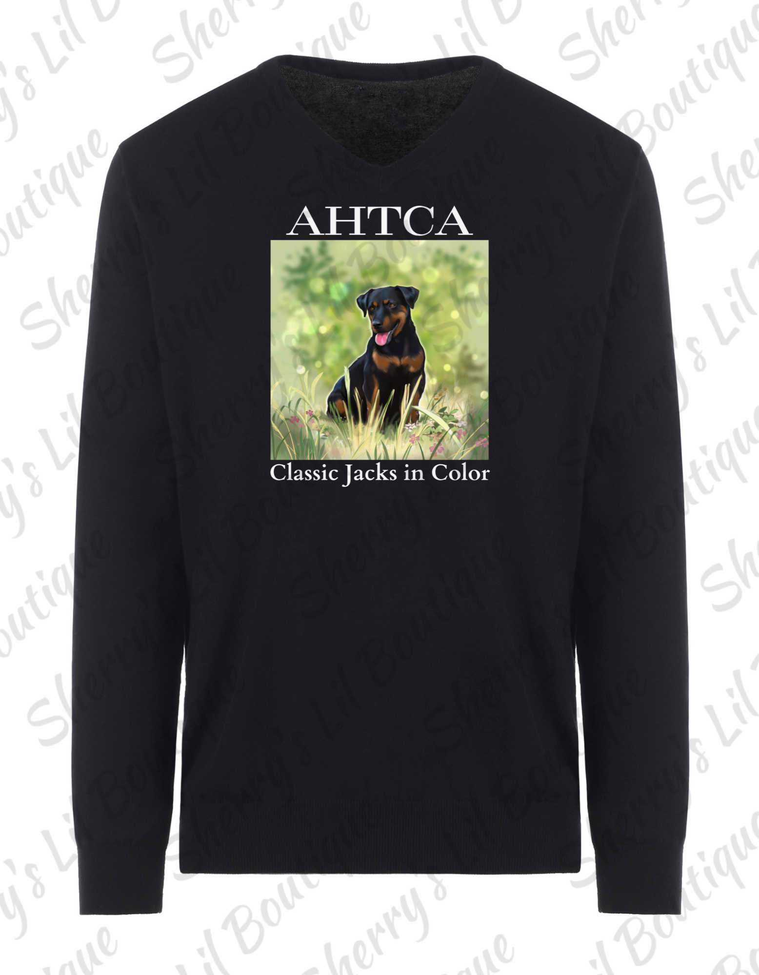 Black long sleeve tee with AHTCA graphic design