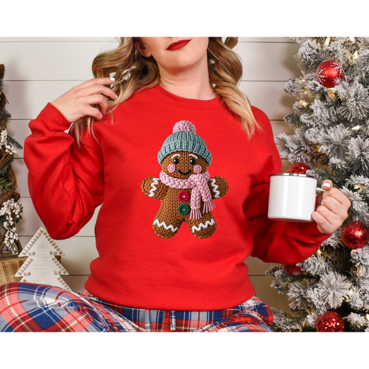 Faux Crochet Gingerbread Man Sweatshirt and Tee