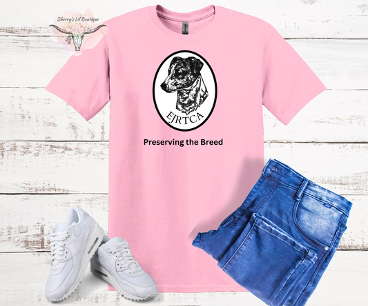 Light Pink short sleeve shirt with EJRTCA Graphic Design 